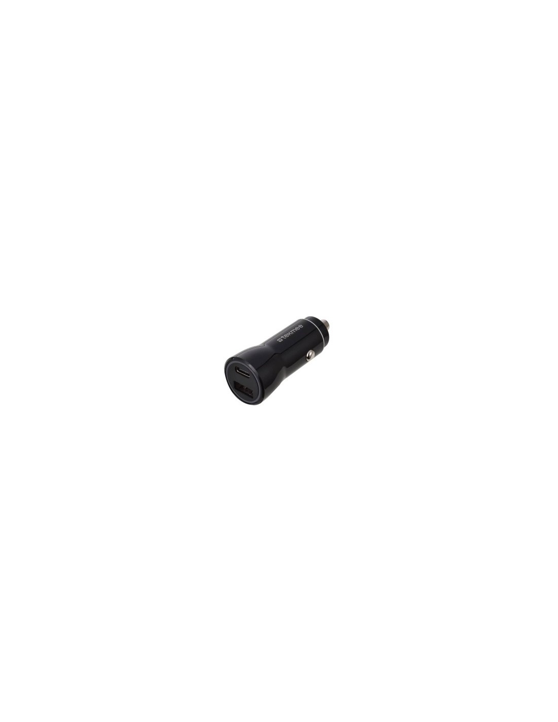 Tekmee Caricabatterie per auto nero a 2 porte USB Tipo A e Tipo C 12W