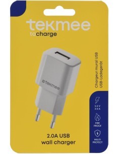 Tekmee Caricabatteria da muro USB Type A da 2.0A 10W