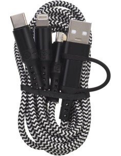 Tekmee Cavo da 1 metro USB TYPE C a 4 uscite rivestito in Nylon, compatibile con smartphone iPhone, Samsung e Android