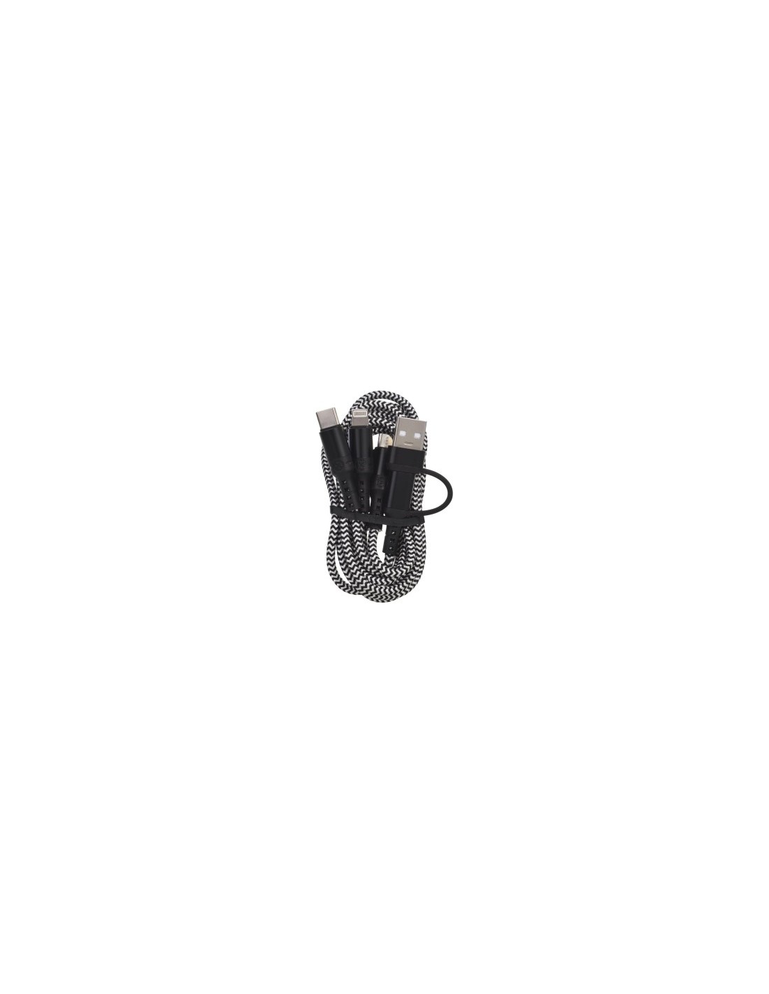 Tekmee Cavo da 1 metro USB TYPE C a 4 uscite rivestito in Nylon, compatibile con smartphone iPhone, Samsung e Android