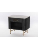 COMODINO LEGNO NERO PIANO MARMO 60X35X55CM