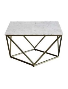 TAVOLINO METALLO ORO PIANO MARMO 70X70X40CM