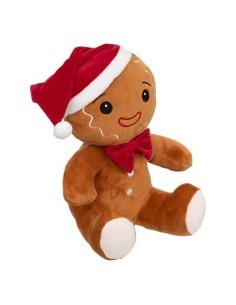 Peluche di Natale Pan di Zenzero H25 cm con Cappello, Morbido e Adorabile, Perfetto per Decorazioni e Regali