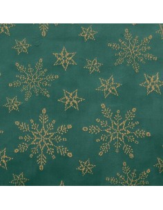 Rotolo di Tessuto di Natale, Velluto Verde con Paillettes Oro, 28x300 cm, Elegante, Festivo, per Decorazioni e Progetti