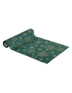 Rotolo di Tessuto di Natale, Velluto Verde con Paillettes Oro, 28x300 cm, Elegante, Festivo, per Decorazioni e Progetti