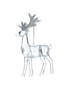 Pendente di Natale Renna in Plastica Trasparente, 14 cm, Elegante e Festivo, Decorazione Natalizia