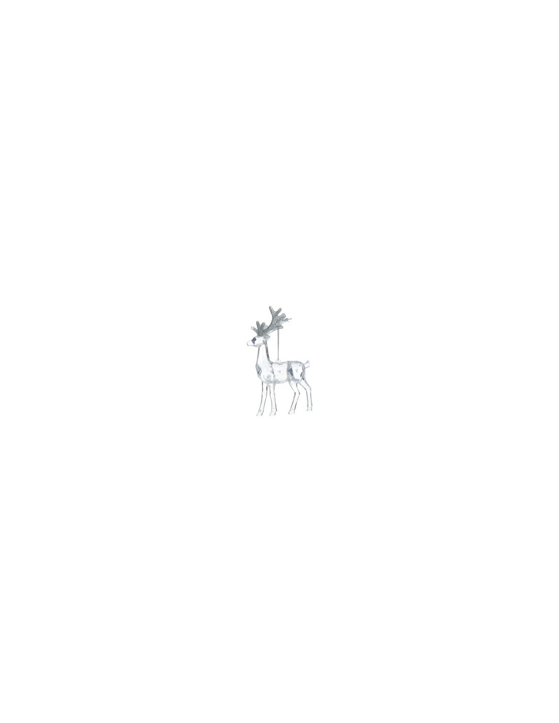 Pendente di Natale Renna in Plastica Trasparente, 14 cm, Elegante e Festivo, Decorazione Natalizia