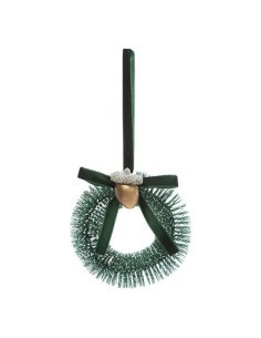 Pendente di Natale Ghirlanda Verde, 10 cm, Elegante Decorazione Natalizia per Albero, Festiva e Classica