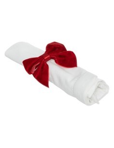 Set 2 Portatovaglioli di Natale, Fiocco Rosso, 8x5 cm, Decorazione Tavola Festiva, Elegante, Ideale per Pranzi Natalizi
