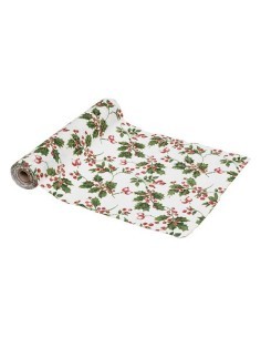 Rotolo di Tessuto di Natale Agrifoglio 28x300 cm,  Versatile e Elegante, Ideale per Decorazioni e Fai da Te