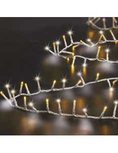Serie Luminosa di Natale 1000 LED, 25 Metri, Bianco Caldo e Freddo, per Esterni, 8 Effetti di Luce, Decorazioni Natalizie