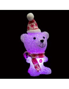 Decorazione di Natale Renna/Orso in Acrilico, Cambia Colore, Assortito, 19 cm, con Cappelli e Sciarpe, Elegante e Festiva