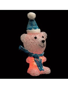 Decorazione di Natale Renna/Orso in Acrilico, Cambia Colore, Assortito, 19 cm, con Cappelli e Sciarpe, Elegante e Festiva