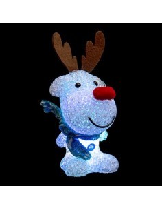 Decorazione di Natale Renna/Orso in Acrilico, Cambia Colore, Assortito, 19 cm, con Cappelli e Sciarpe, Elegante e Festiva