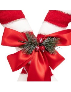 Decorazione di Natale, Bastoncini con Fiocco, Zucchero d'Orzo Doppio 46 cm, Bianco e Rosso