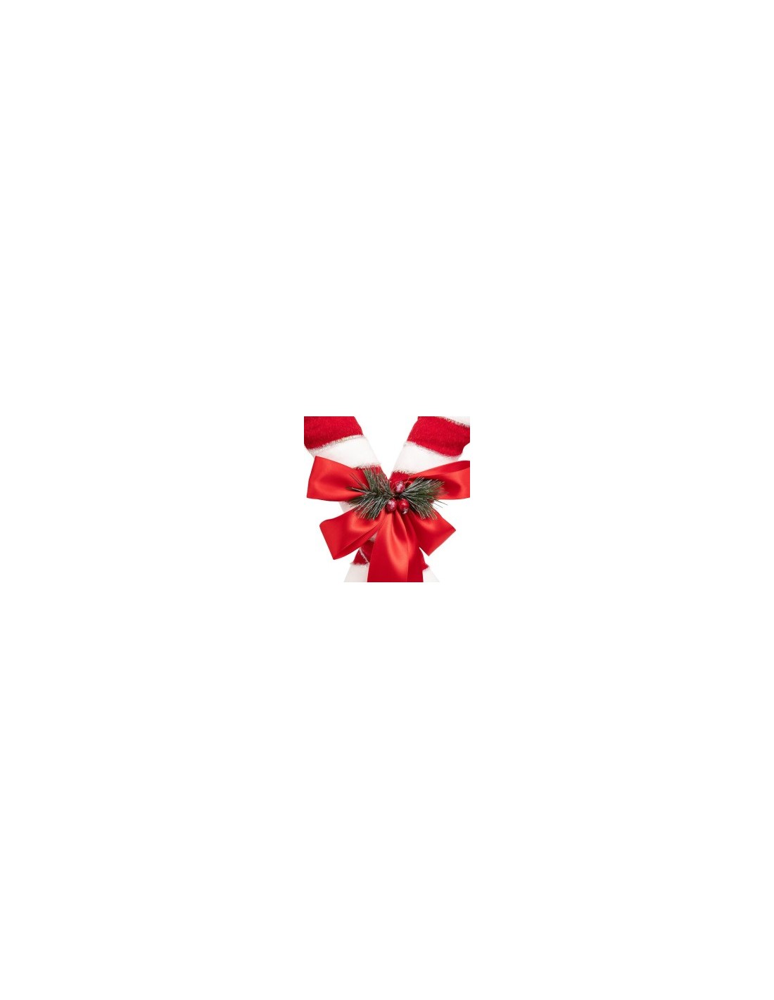 Decorazione di Natale, Bastoncini con Fiocco, Zucchero d'Orzo Doppio 46 cm, Bianco e Rosso