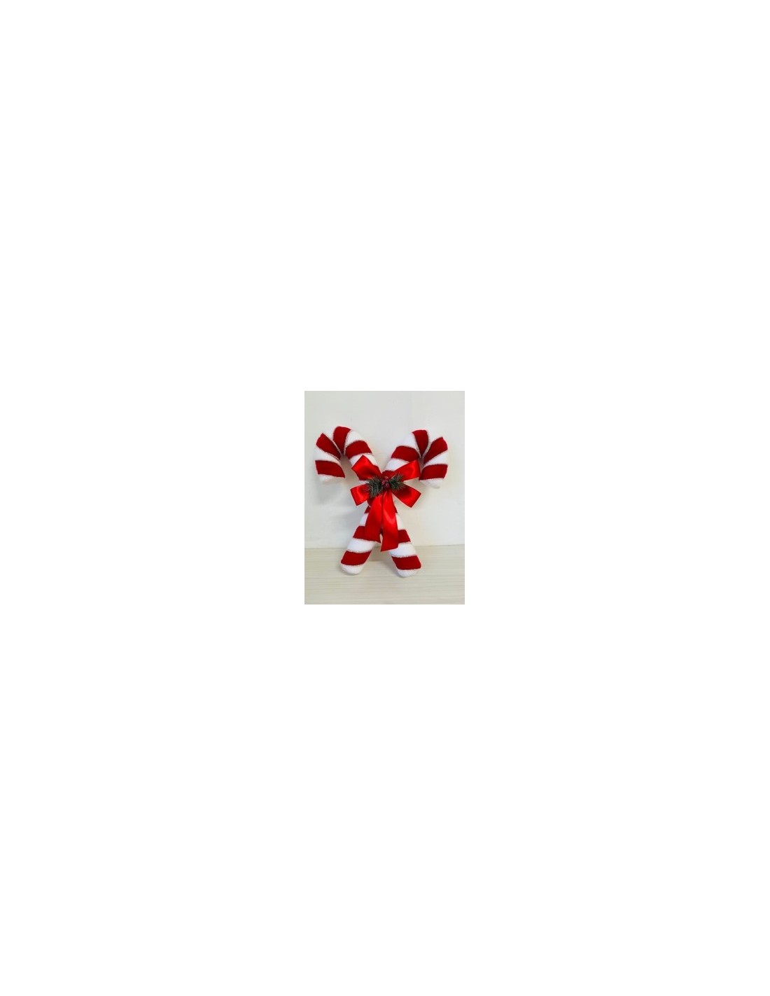 Decorazione di Natale, Bastoncini con Fiocco, Zucchero d'Orzo Doppio 46 cm, Bianco e Rosso