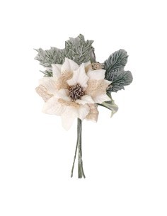FIORE STELLA DI NATALE 11X21CM TESSUTO BIANCO