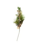 RAMO VERDE H80CM CON PIGNE ORO E SFERE