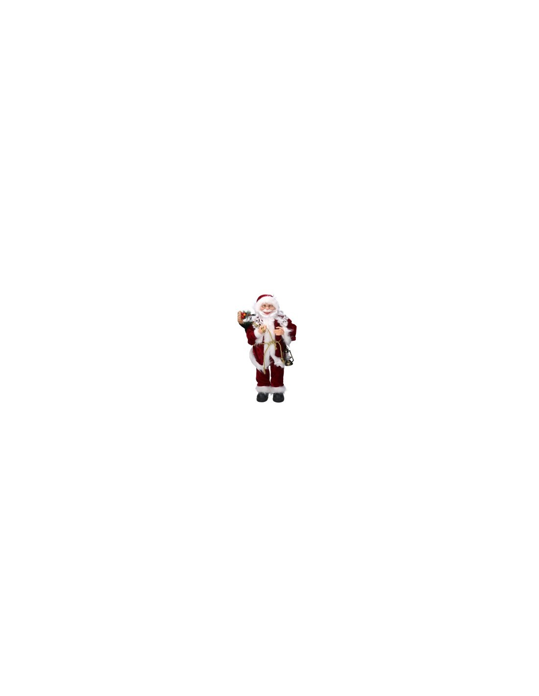 BABBO NATALE CON LANTERNA H60CM TESSUTO ROSSO