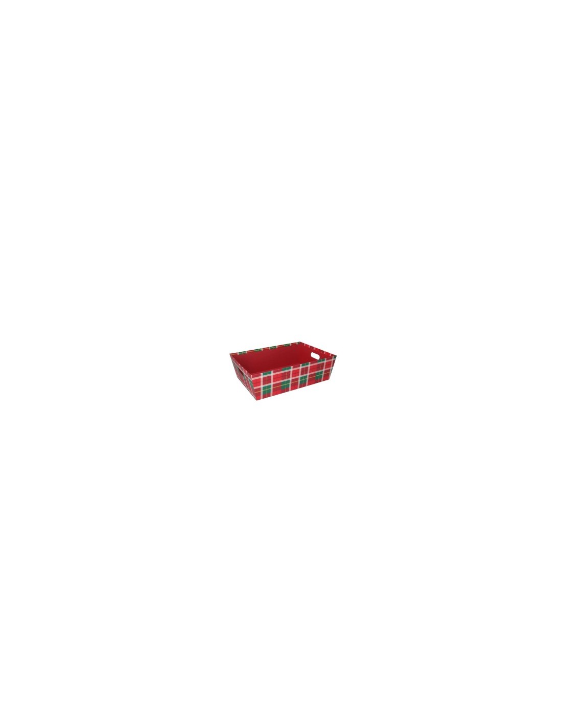 CESTA CARTONE SCOZZESE 40X30X12CM ROSSO RETTANGOLARE