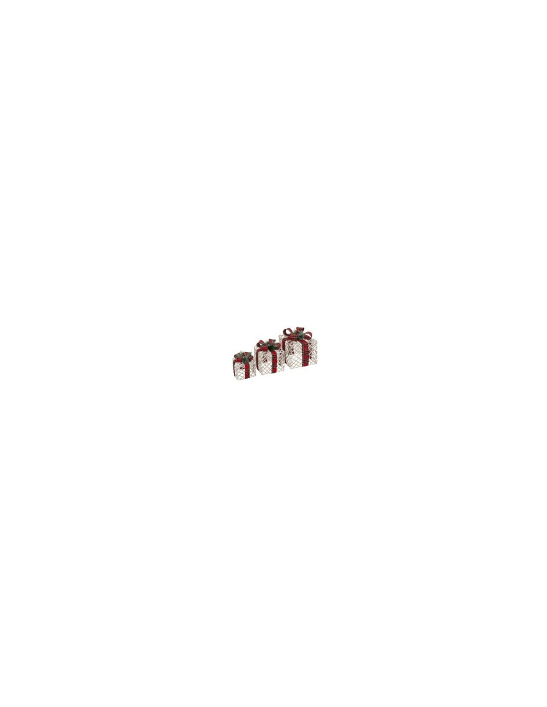 PACCO REGALO 195791 3 MIS TARTAN CON LUCI 25X25X28CM