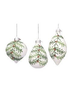 Pendente di Natale in Vetro Laurie Bianco Perlato Assortito, La Magia di Natale per Decorazioni Eleganti