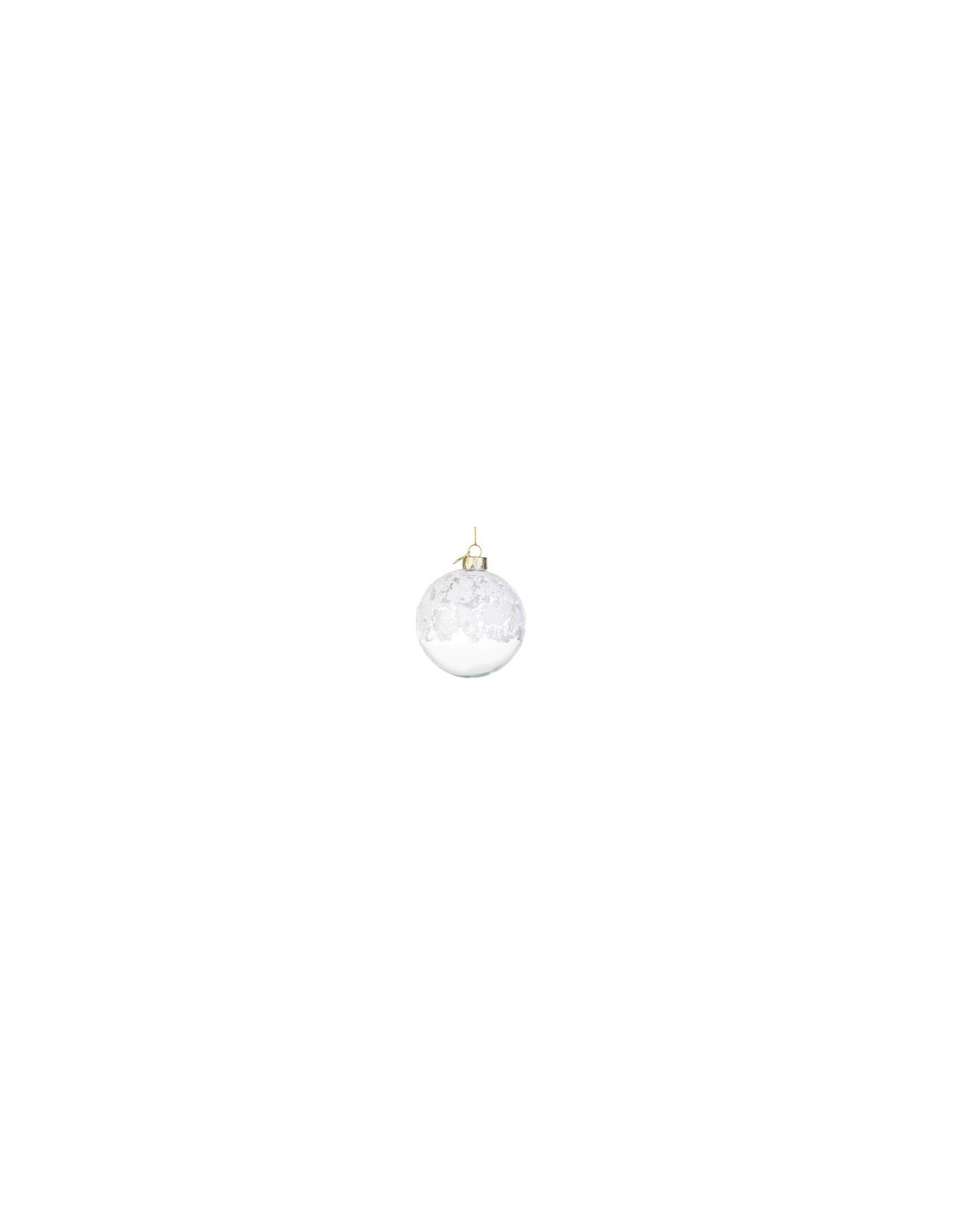 Sfera di Natale in Vetro 8cm Iced Trasparente/Bianco, La Magia di Natale per Decorazioni Eleganti