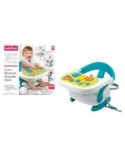 "Seggiolone Portatile Musicale 3in1 con Pulsanti Luminose, Vassoio Lavabile e Schienale Regolabile, Imbracatura a 3 Punti