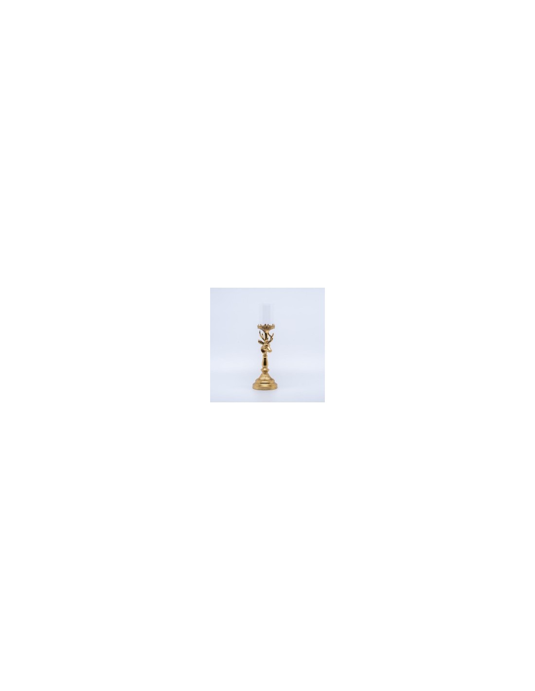PORTACANDELA RENNA RETRO' ORO 13X13X42CM su TreG Ingrosso