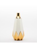 VASO DESIGN ROMBI 11X25CM BIANCO/ORO