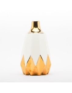 VASO DESIGN ROMBI 12X20CM BIANCO/ORO