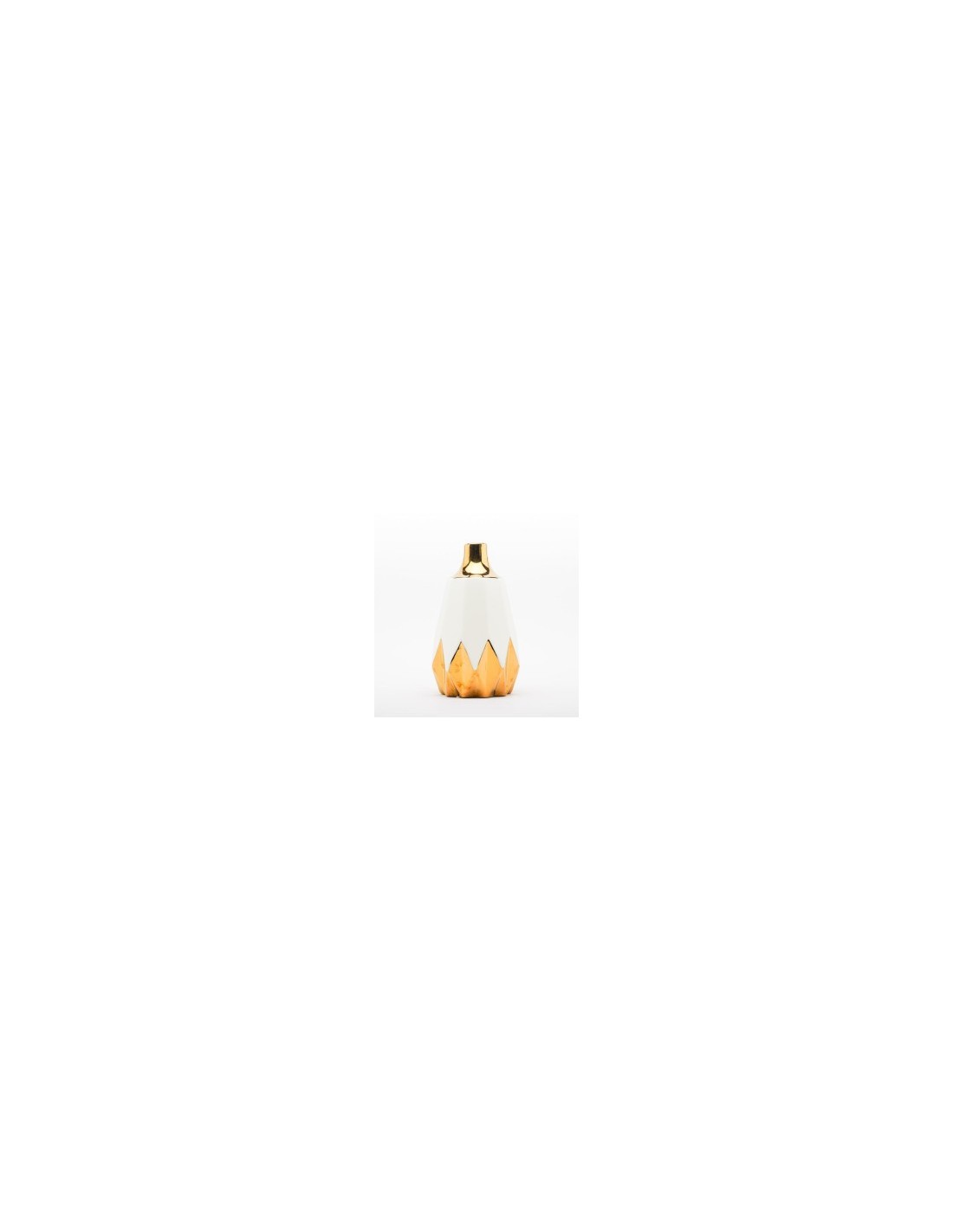 VASO DESIGN ROMBI 12X20CM BIANCO/ORO