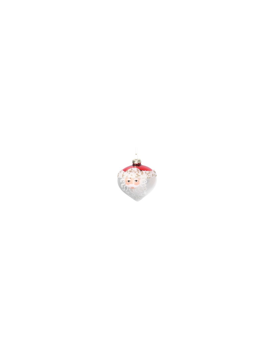 SFERA CIPOLLA VETRO 8CM BABBO NATALE BIANCO/ROSSO