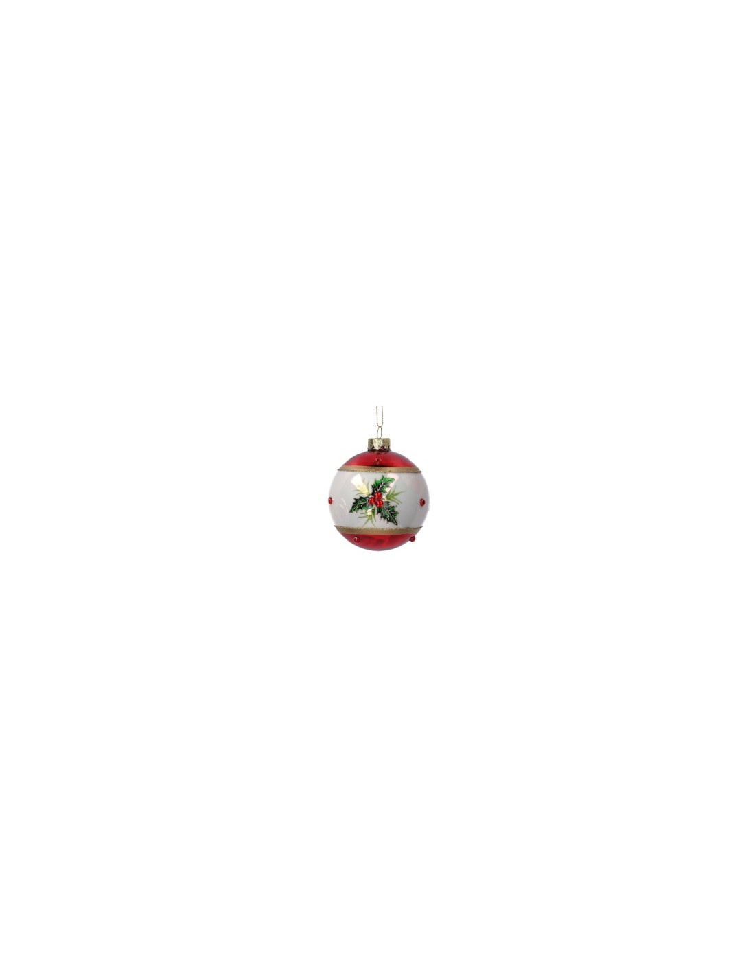 SFERA 639486 VETRO 8CM AGRIFOGLIO ROSSO