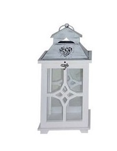 LANTERNA 47635 1 MIS LEGNO/METALLO 17X11X36CM BIANCO