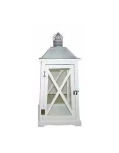 LANTERNA 72136 1 MIS LEGNO/METALLO 17,5X17,5X35CM BIANCO