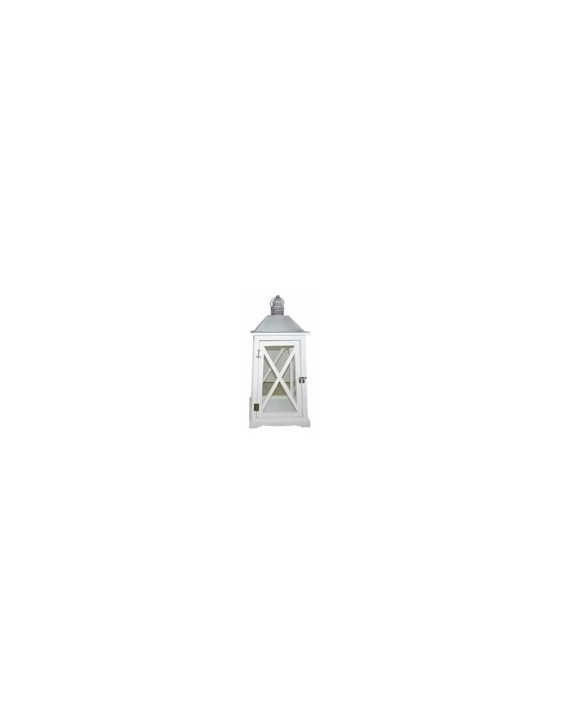LANTERNA 72136 2 MIS LEGNO/METALLO 26X26X55CM BIANCO