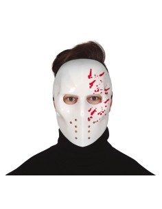 Maschera Bianca da Hockey con Effetto Sangue, Accessorio Horror per Halloween