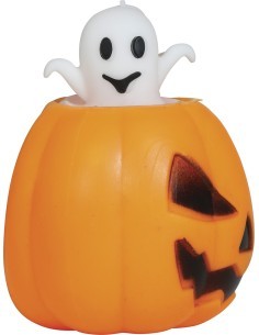 Zucca di Gomma con Fantasma, 5 cm, Decorazione Halloween