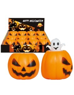 Zucca di Gomma con Fantasma, 5 cm, Decorazione Halloween