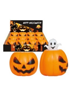 Zucca di Gomma con Fantasma, 5 cm, Decorazione Halloween