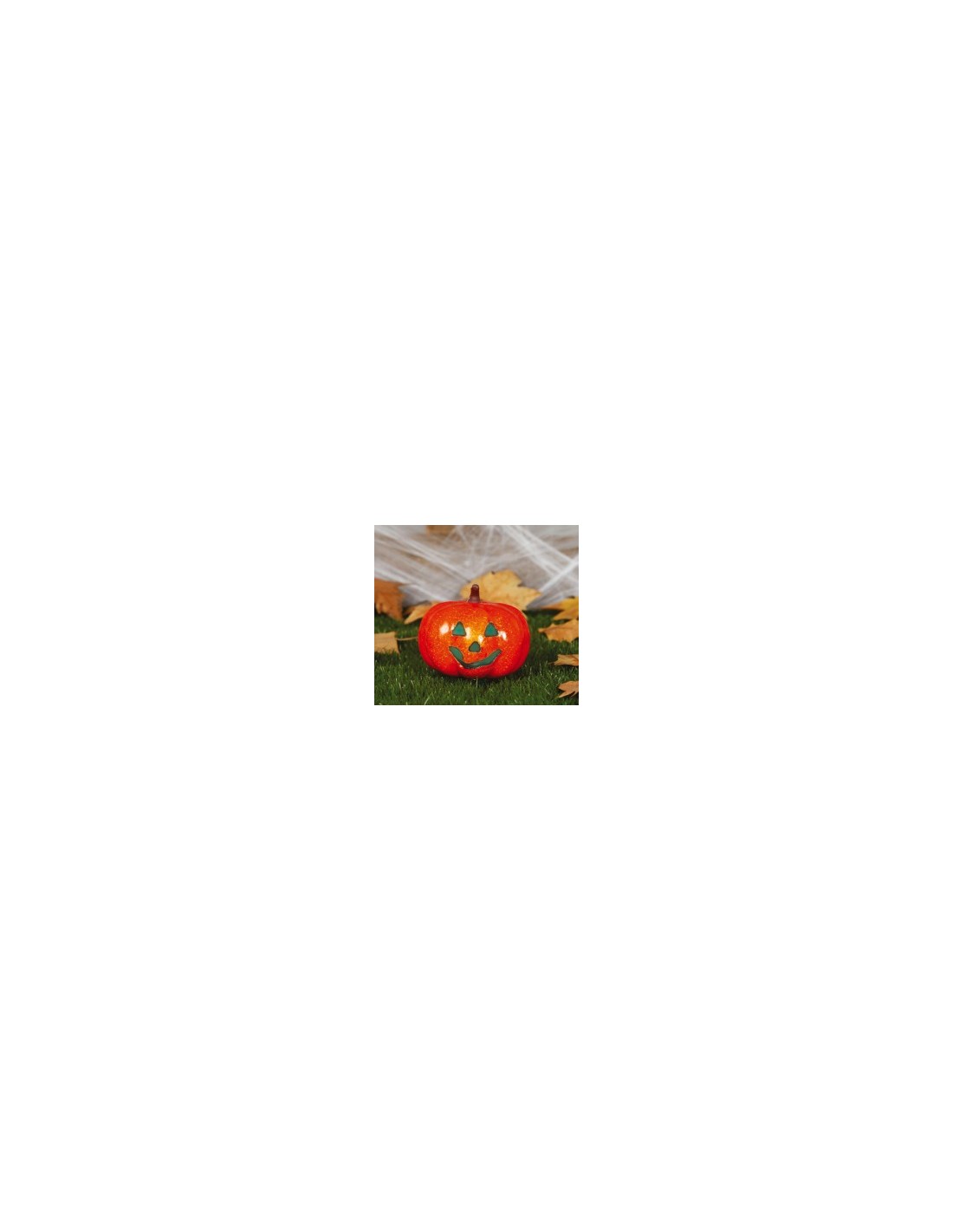 Zucca con Luce 16 cm, Colore Arancio, Decorazione Halloween