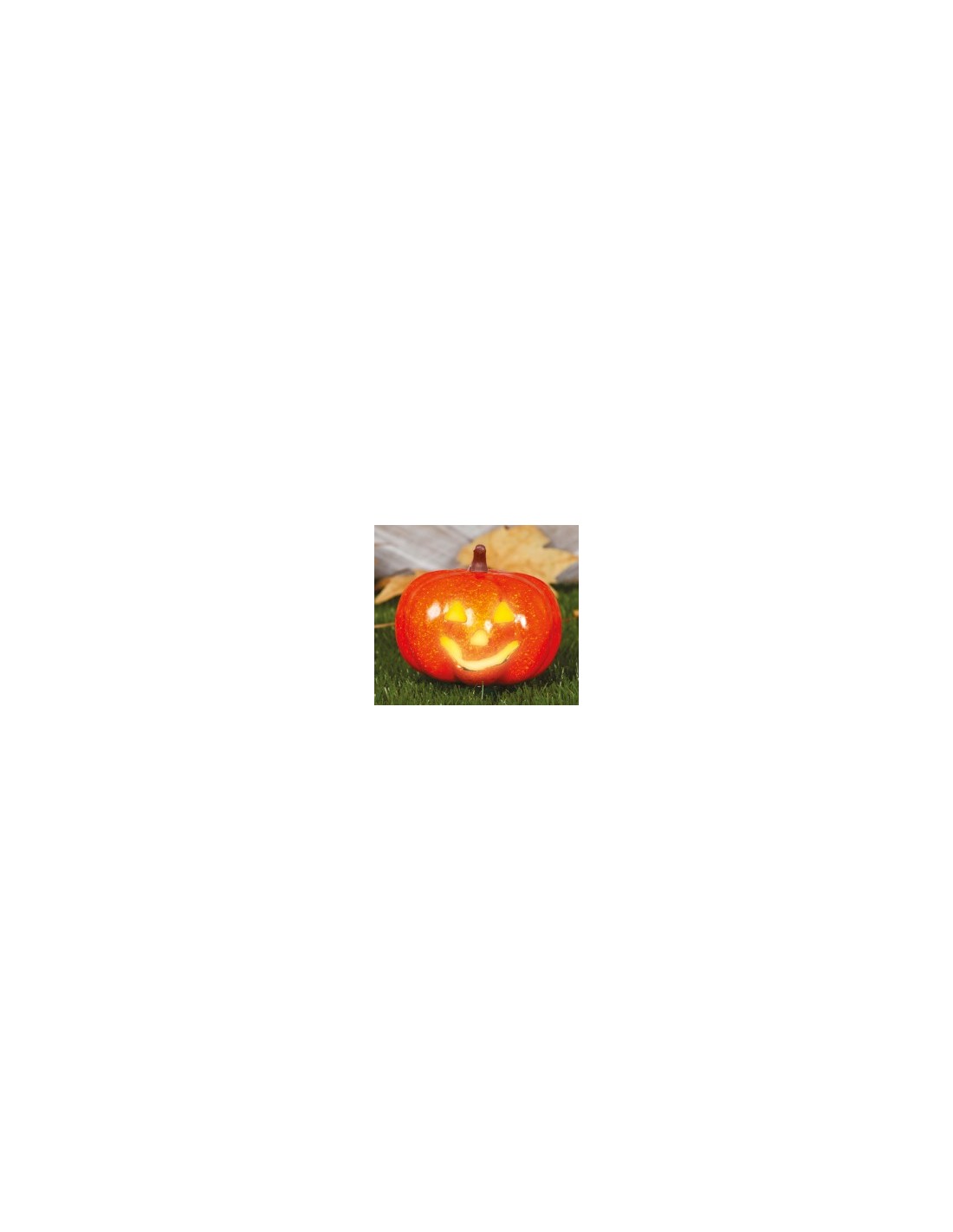 Zucca con Luce 16 cm, Colore Arancio, Decorazione Halloween