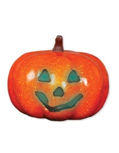 Zucca con Luce 16 cm, Colore Arancio, Decorazione Halloween