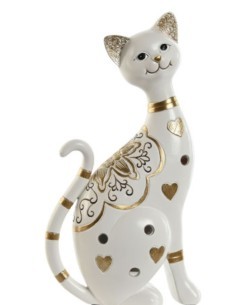 FIGURA GATTO FD212957 RESINA 16X8X30CM BIANCO