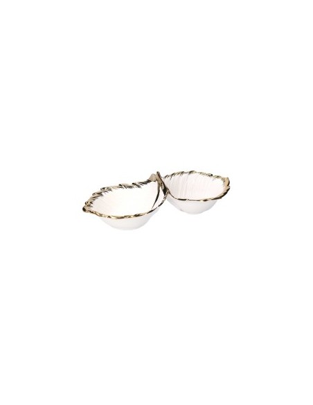 SVUOTATASCHE 639288 FOGLIA CERAMICA 28X14CM BIANCO/ORO