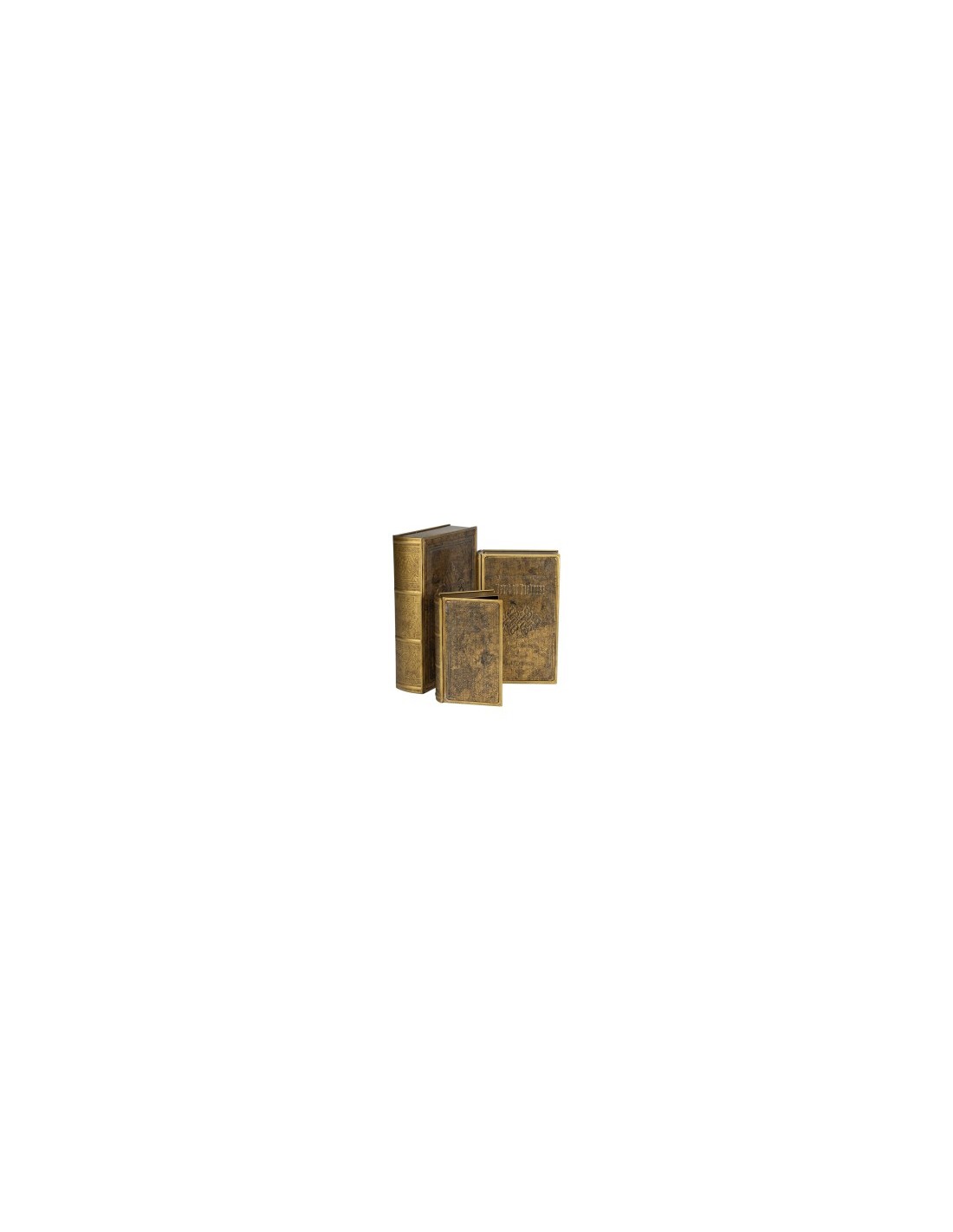 SCATOLA LIBRO 138335 3 MIS METALLO 30X20X7CM DORATO
