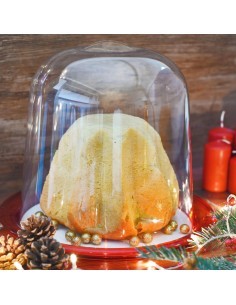 Porta Panettone e Pandoro 28x27cm, Diametro Interno 25cm con 3 chiusure di sicurezza e Vassoio Bianco Antigraffio