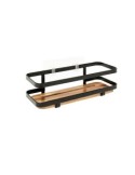 Mensola da bagno in metallo e legno, 25,5x10x8 cm – Design compatto e resistente